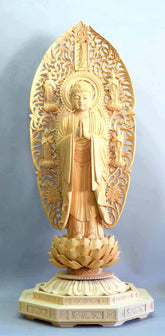 Shaka Nyorai standing statue, hands pressed together, total height 3.15 shaku (95 cm)